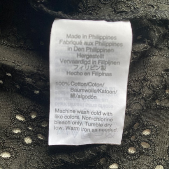 NWT Madewell black eyelet lace pop over peasant top Size M - Picture 9 of 15